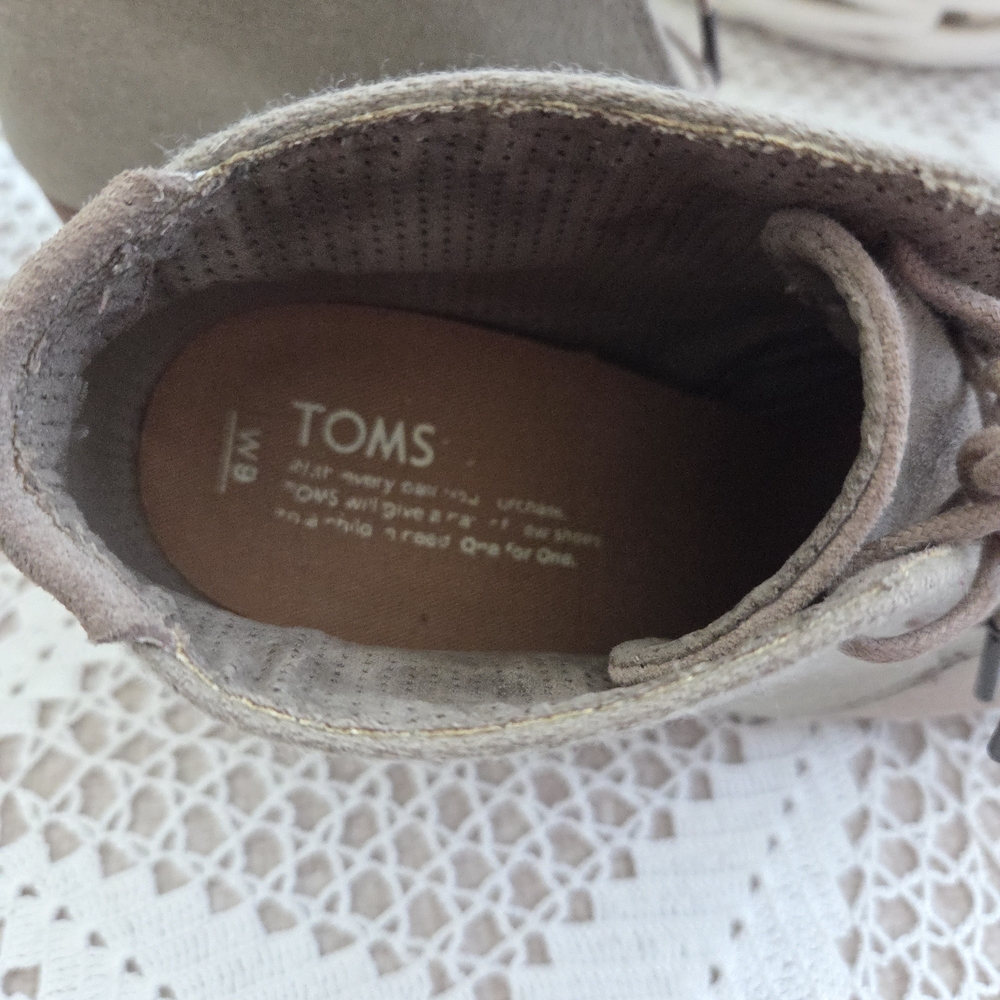 Toms Lunata Taupe Suede Lace-Up Booties Size 9 - Picture 6 of 8